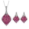 Red Spinel Jewelry Set Women Floral Design Copper Chain Necklace Stud Earrings Fashion OL Style 2025
