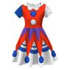 8509 Rochie pentru fete cu desene animate, clovn, crin, împletituri Lily, cu imprimeu, mânecă scurtă, gât rotund