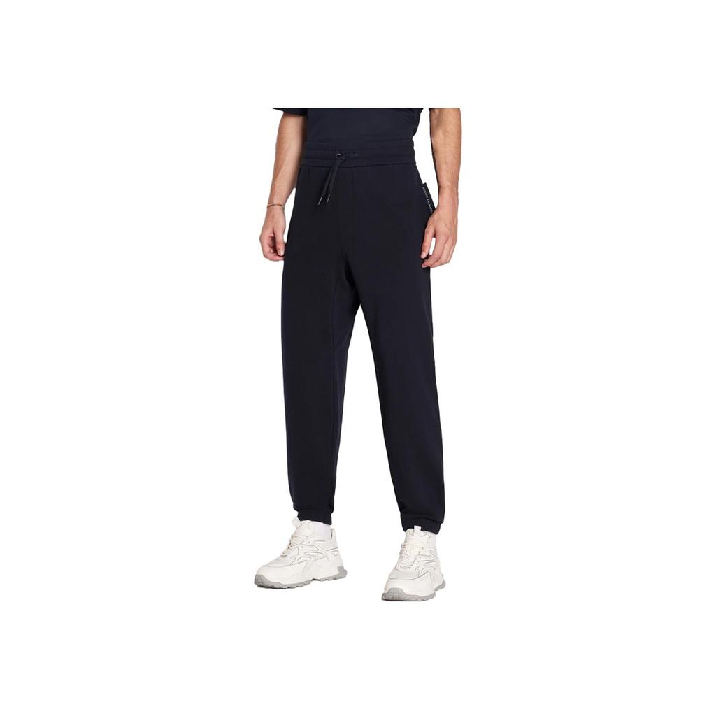 Armani Exchange Solid Color Drawstring Logo Label Sports Casual Pants Men bottoms Deep-Navy-Blue 6RZPKF-ZJ1ZZ-1583