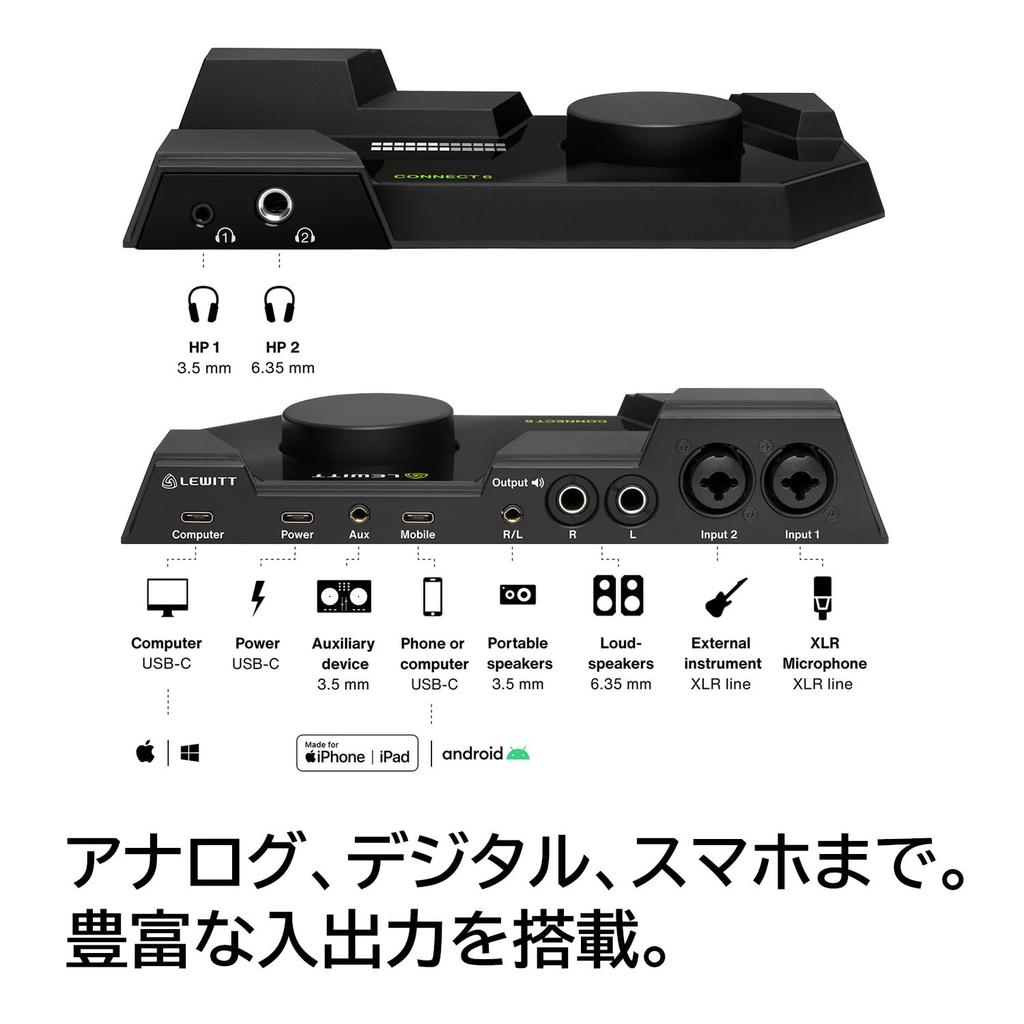 LEWITT CONNECT 6 Audio Interface USB DTM Music Production Recording Live Streaming Loopback Cubase LE