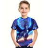 Children's Dragon Graphic 3D Digital Printed Boys' Fashion and Comfortable Round Neck Short Sleeved T-shirt