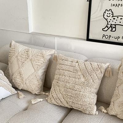 Throw Pillow Set Cushion Ethnic Tassel Sofa Bedside Cushion Office Lumbar Pillow