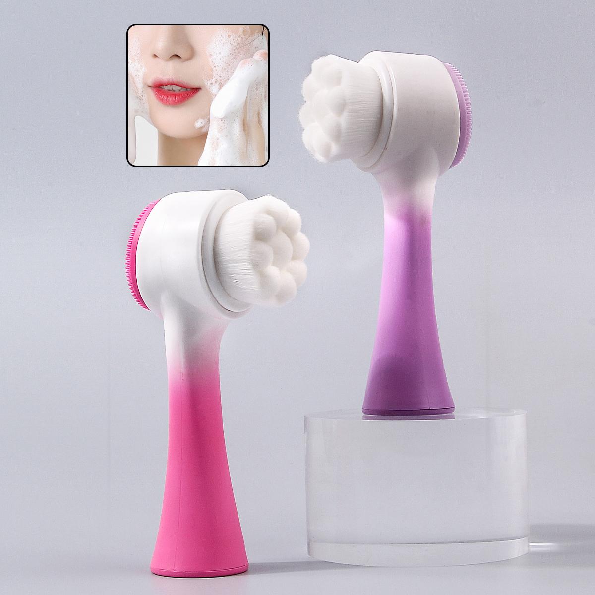 

2pcs Soft-Bristle SiliconeFacial CleansingBrush,Facial Exfoliating Deep Pore CleansingBrush,2-In-1Double-Sided Face WashingBrush фиолетовый