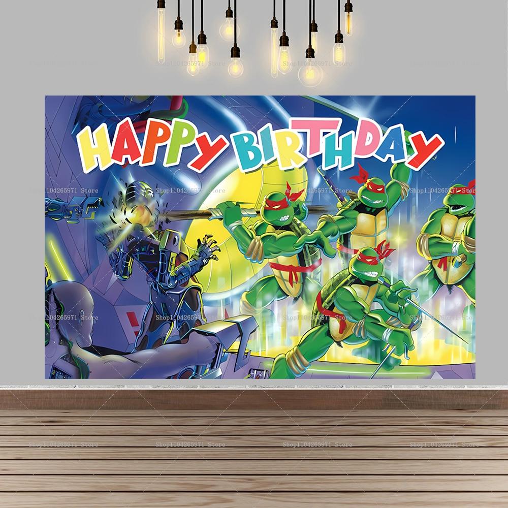 Teenage Mutant Ninja Turtles Backdrop Cartoon Hero Theme Kids Boys Birthday Party Decor Baby Shower Photo Background Props