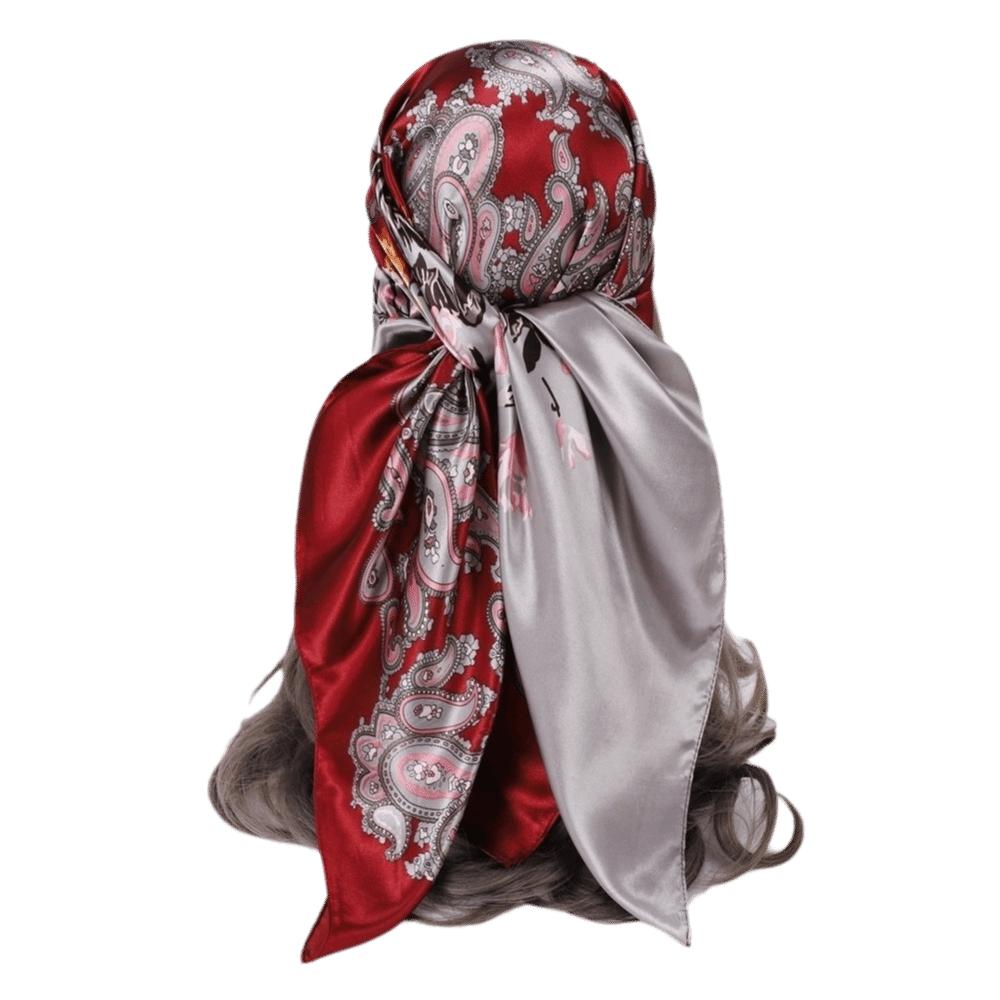 Silk Imitation Head Scarf 90x90cm Silk Scarves Trendy Hair Scarf Headband  for Women