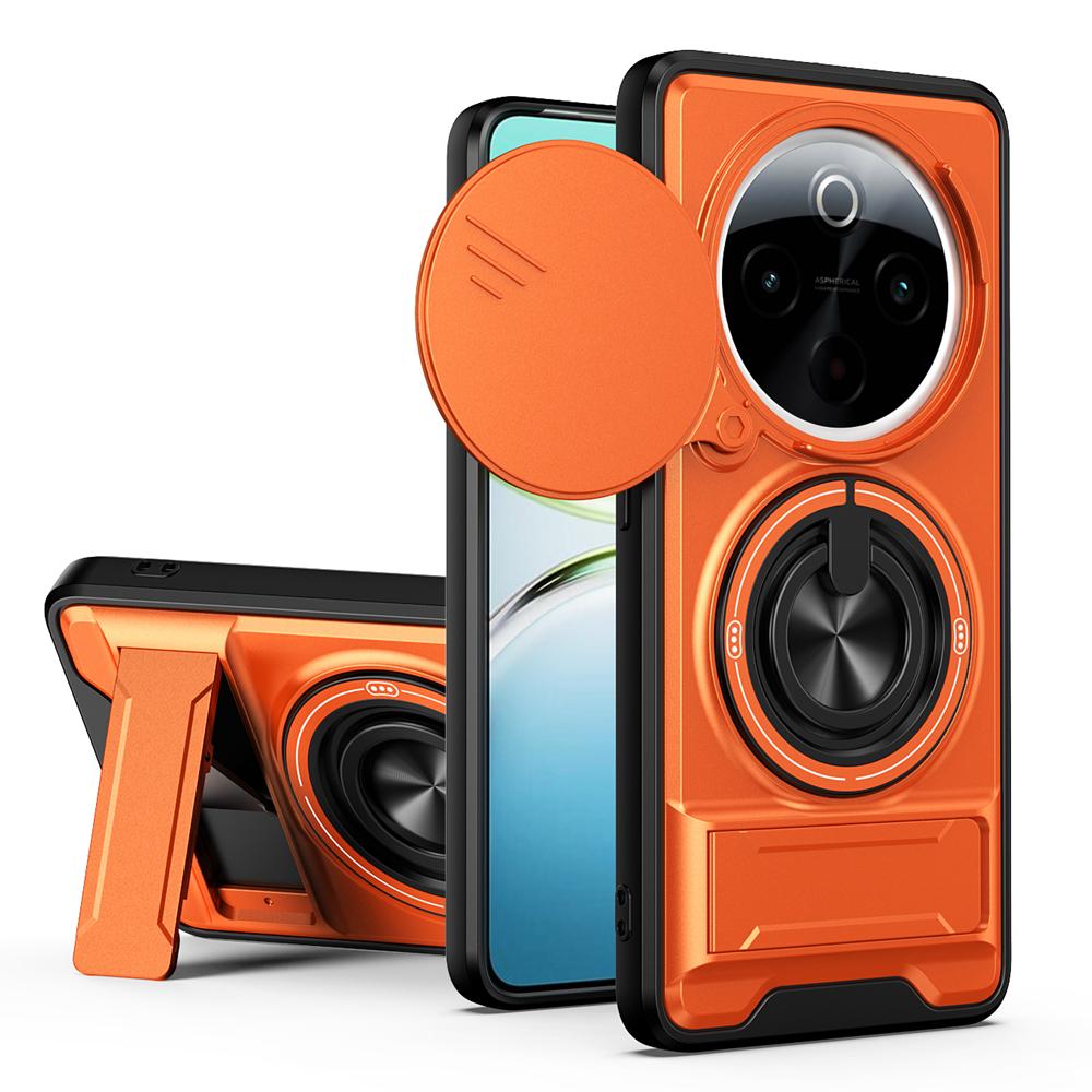 KEYSION Magnetic Phone Case for IQOO Z10 5G Slide Camera Protection Upright Kickstand 360° Ring Shockproof Cover for IQOO Z10