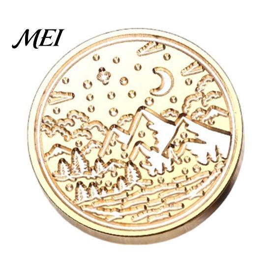 Gift Package Seal Brass Wax Stamp Head, Vintage European Embossed Relief Engraved Wedding Invitation Sealing Head for Envelope Journal Wrapping Retro