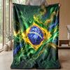 Brazil Football Printed Flannel Blanket Skin Friendly Warm Decorative Throw for Indoor Couch Bed Daily Use