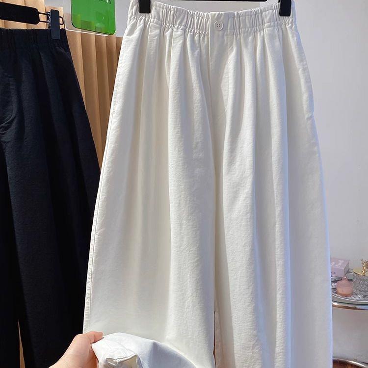 

Korean Style Loose Wide-Leg Casual Woolen Pants for Women – 2026 Spring Collection in White & Black with Pockets XL 120-150 jin белый