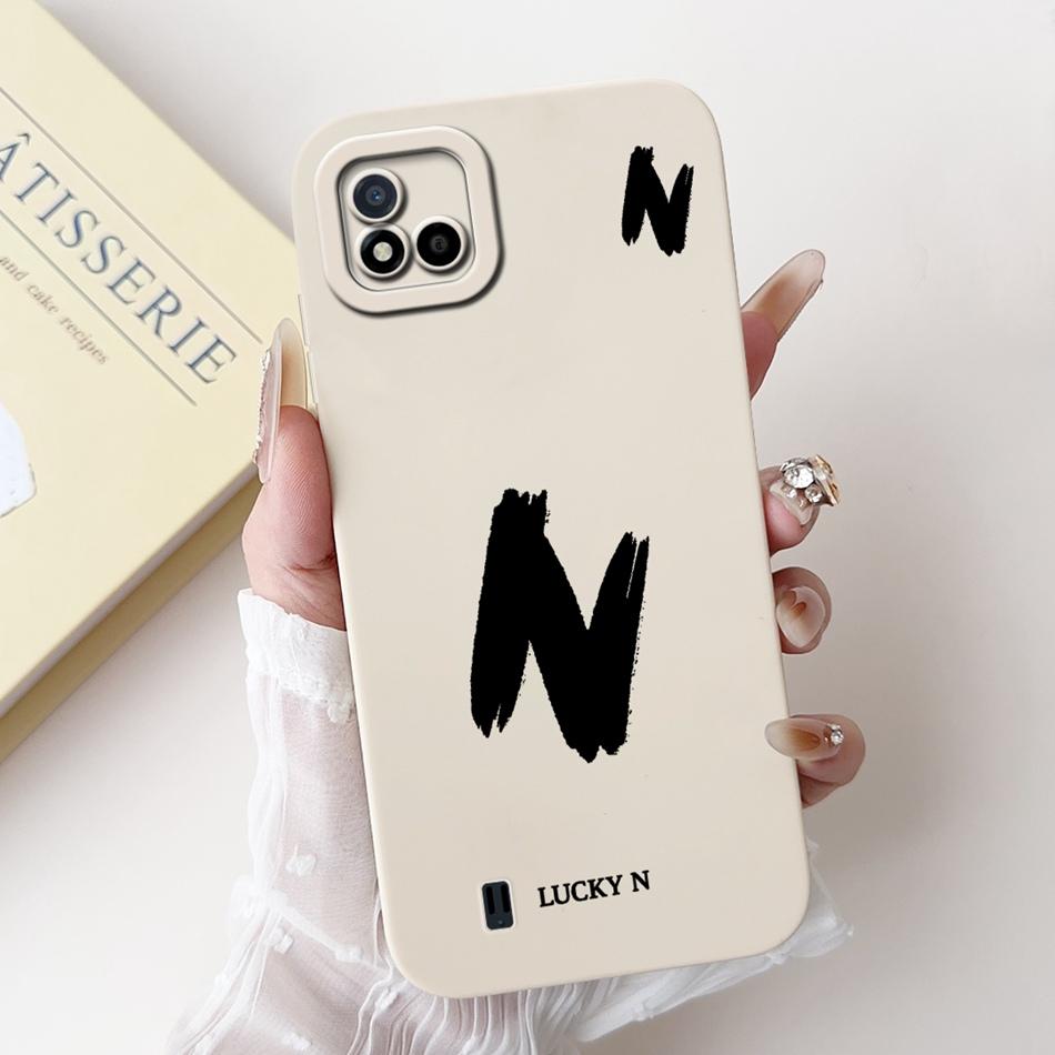 For Realme C11 (2021) Lucky Initial Letter Phone Case For Realme C11 2021 2020 RMX3231 RMX2185 Soft Silicone Shockproof Cases