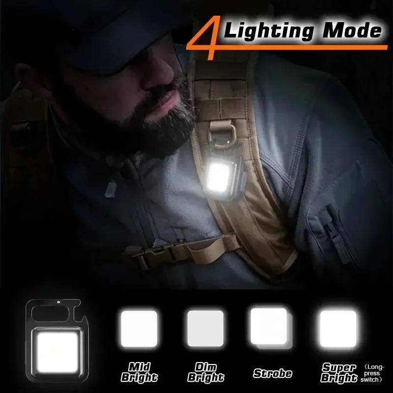 Portable COB LED Flashlight Mini Keychain Light USB Rechargeable Aluminum Alloy Searchlight For Outdoor Camping Fishing Lamps