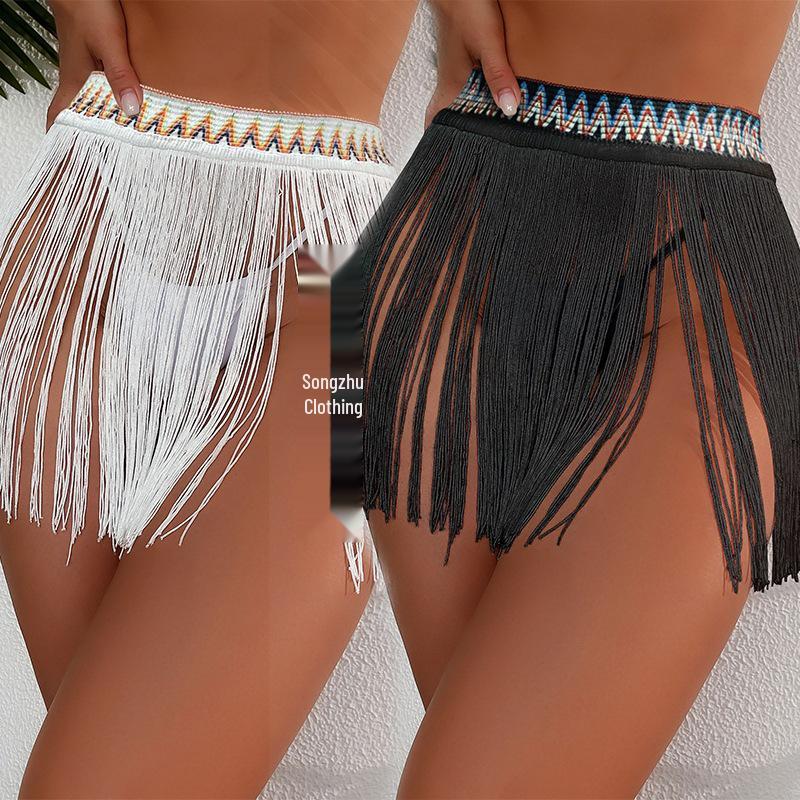 

New Style Elastic Tassel Beach Cover-up Skirt Small