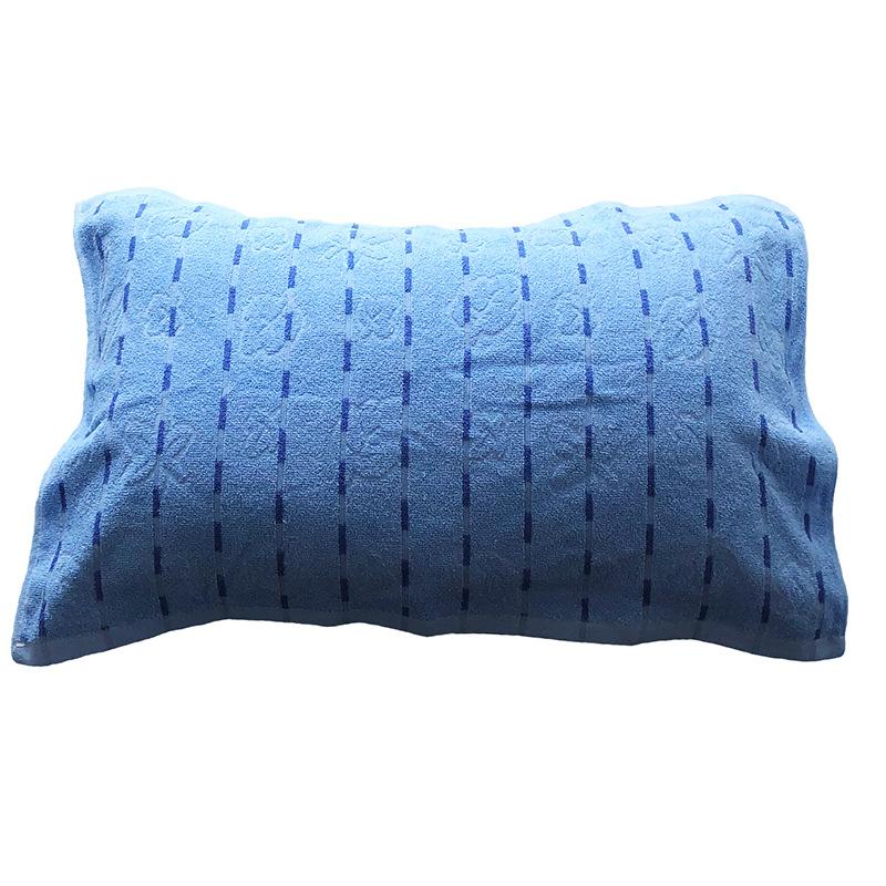 Pure cotton student pillow towel, dormitory college military training pillow towel, blue 120g 46 * 76 pillow towel