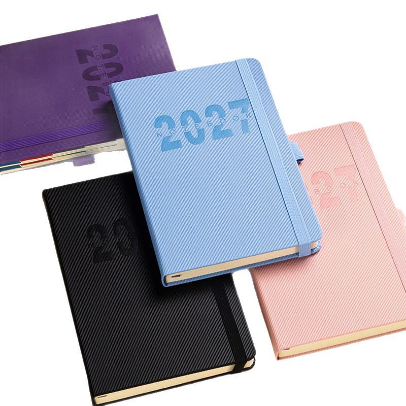 Cross-Border E-Commerce 2027 Schedule Book: Vertical Stripes, Binding Strap, 365-Day Planner & Self-Discipline Check-in Book.