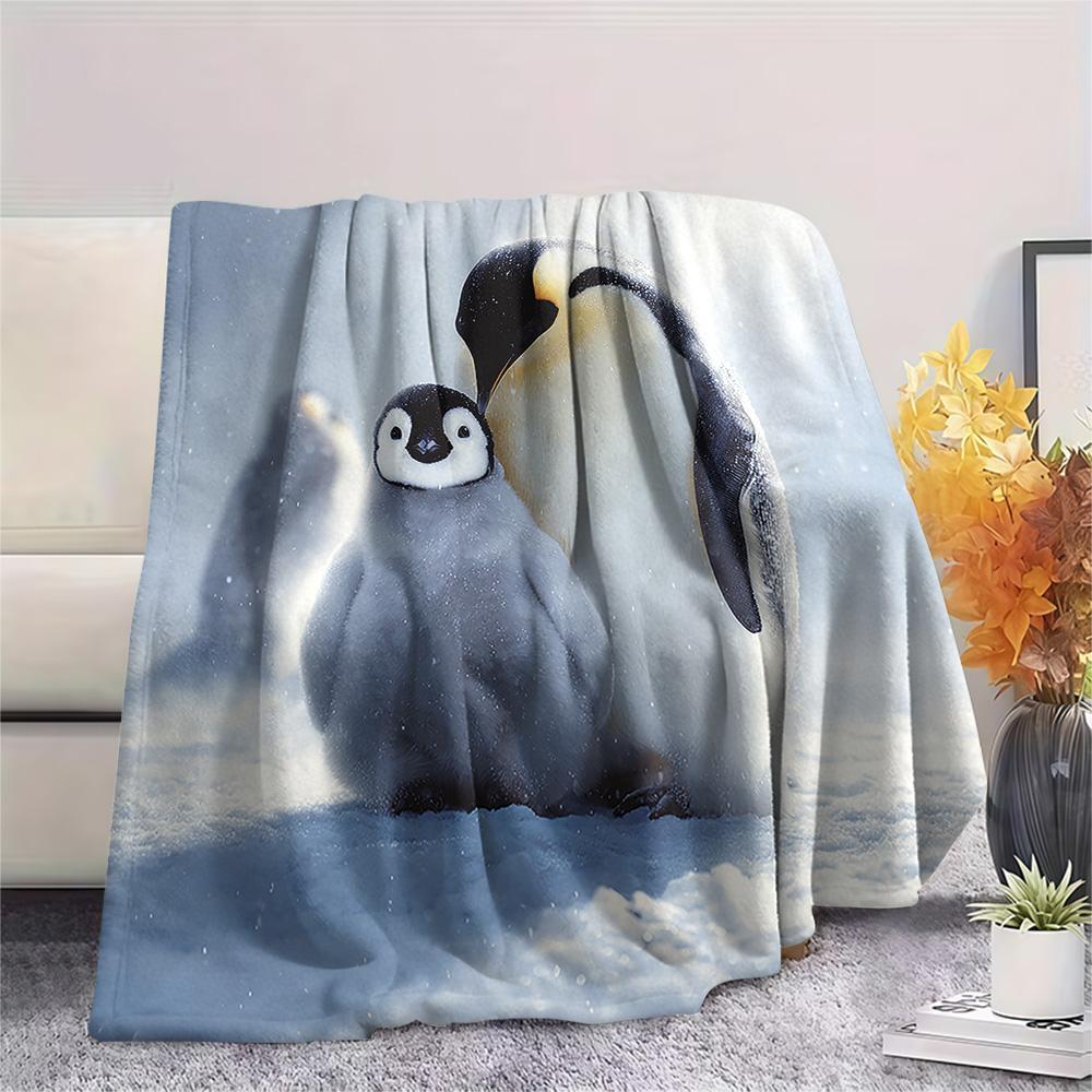 

Penguin Print Flannel Blanket, High quality Comfortable for All Seasons, Home Decor, Warmth and Comfort, Perfect for Christmas Gifts 80cm x 120cm