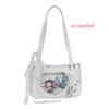 Japanese Style Love Transparent Girls Ita Shoulder Bags JK PU Leather Women Small Handbag Belt Badge Display Female Underarm Bag