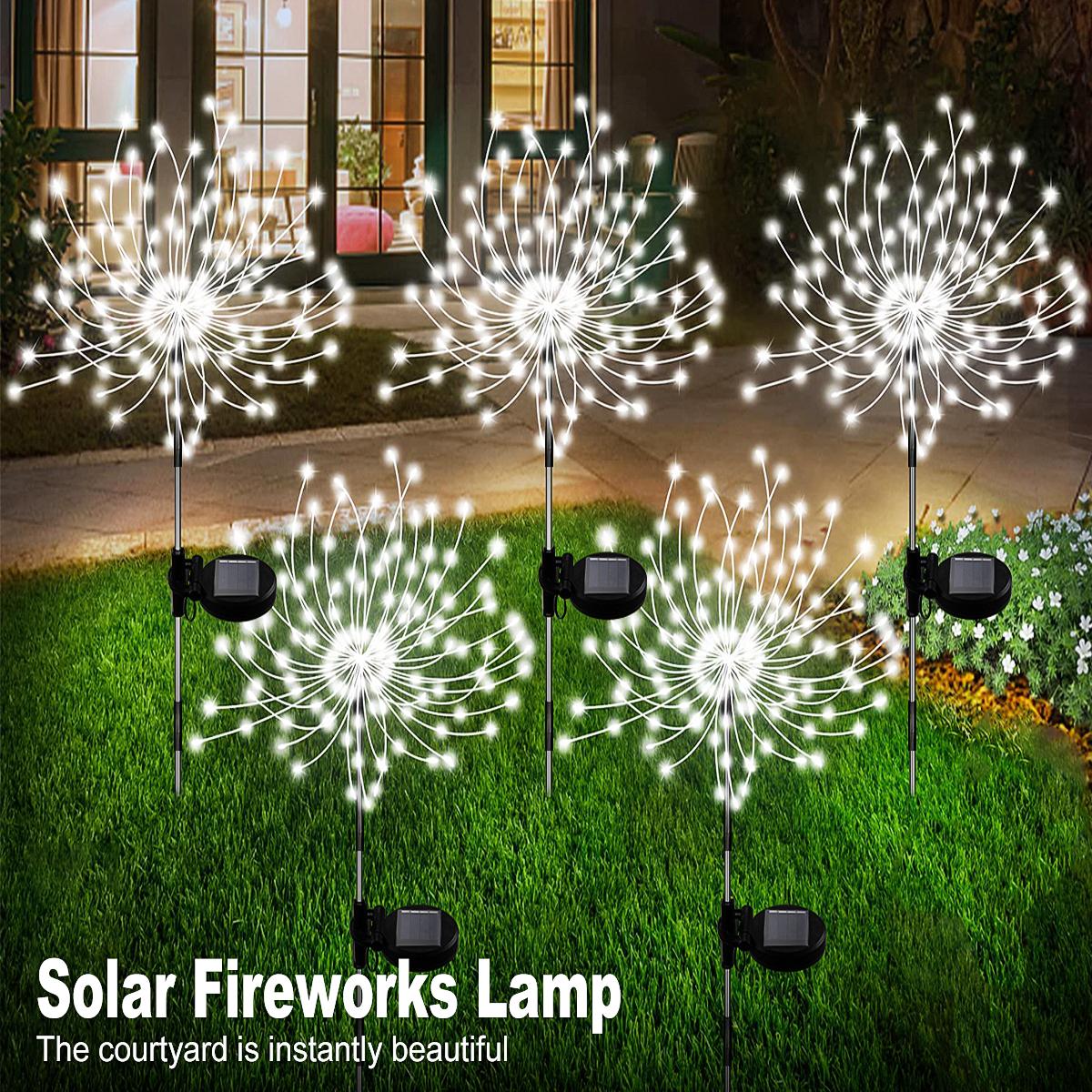 

Новая версия солнечные фейерверки, уличные водонепроницаемые травяные шары, одуванчики, мигающие гирлянды, 60/150/200/240 светодиодные садовые праздничные огни для газона 200LED белый