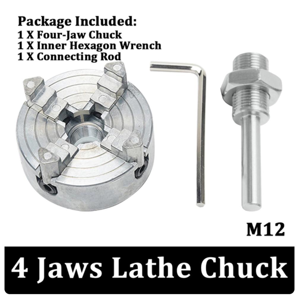 Z011 3 Jaws Lathe Chuck Kit Manual Self-Centering Mini Drill Chuck M12 Connection Rod for Grinding Milling Turning Machine Parts