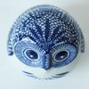 Sonoyama Craftsmanship Lucky Charm, Good Fortune Item, Ceramic, Blue and White Dyed, Mini Size, Sacred Bird, Owl, Fukurō (Owl that Brings Good Fortune