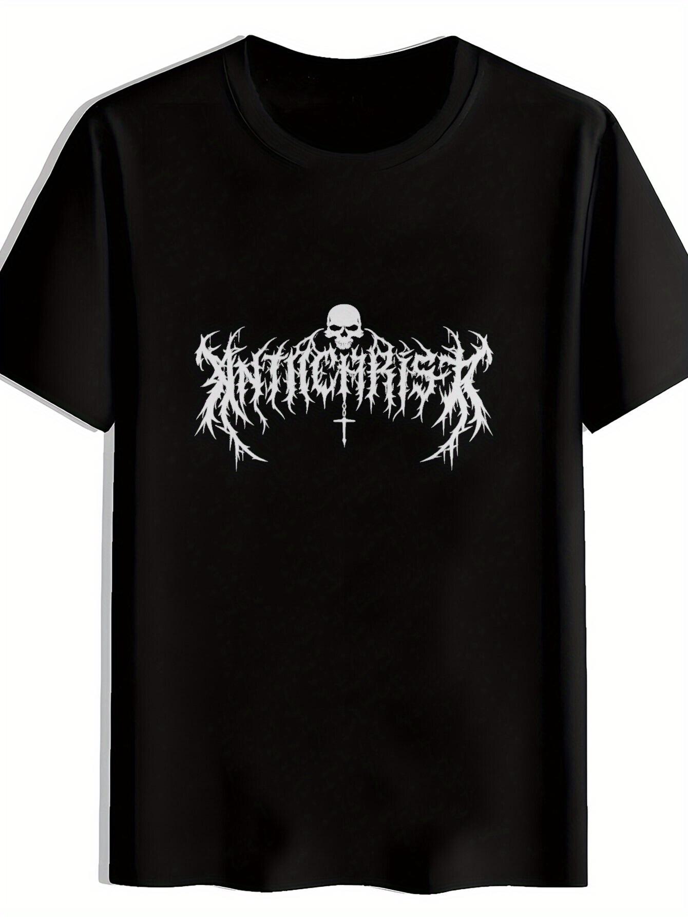 

Vintage Metal Band Graphic T-shirt - Skull & Crossed Arrows Print Short Sleeve Tee L
