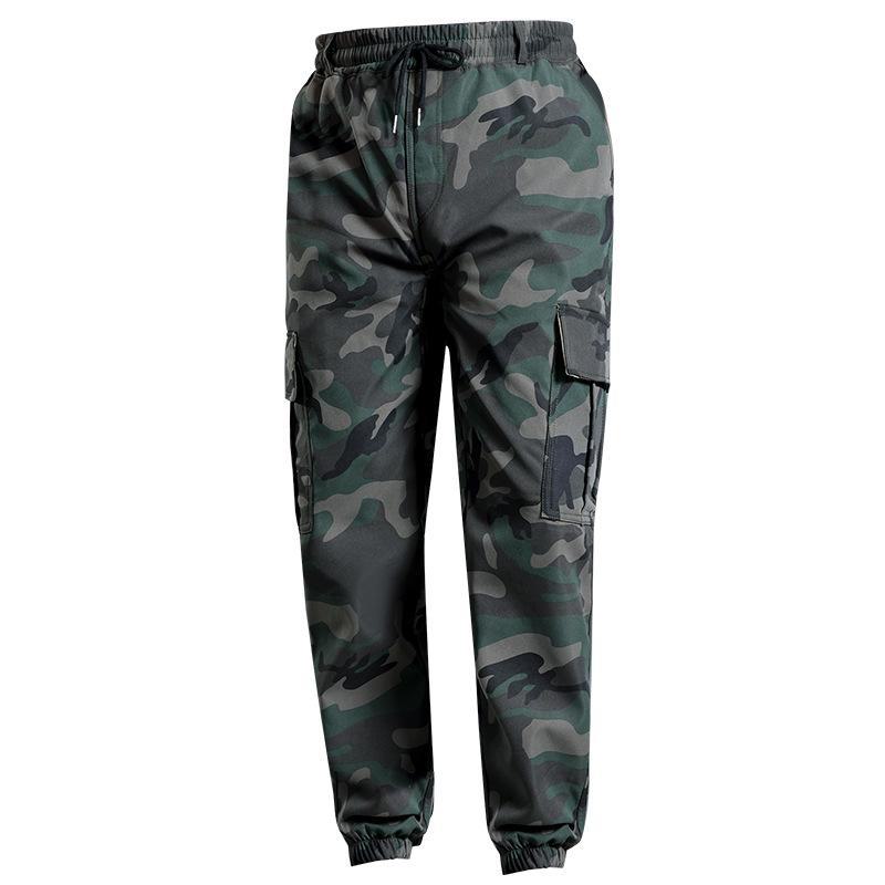 Męskie Grube Odporne na Ścieranie Spodnie Robocze w Kamuflażu - Casualowe i Luźne, z Dodatkiem Weluru na Zimę