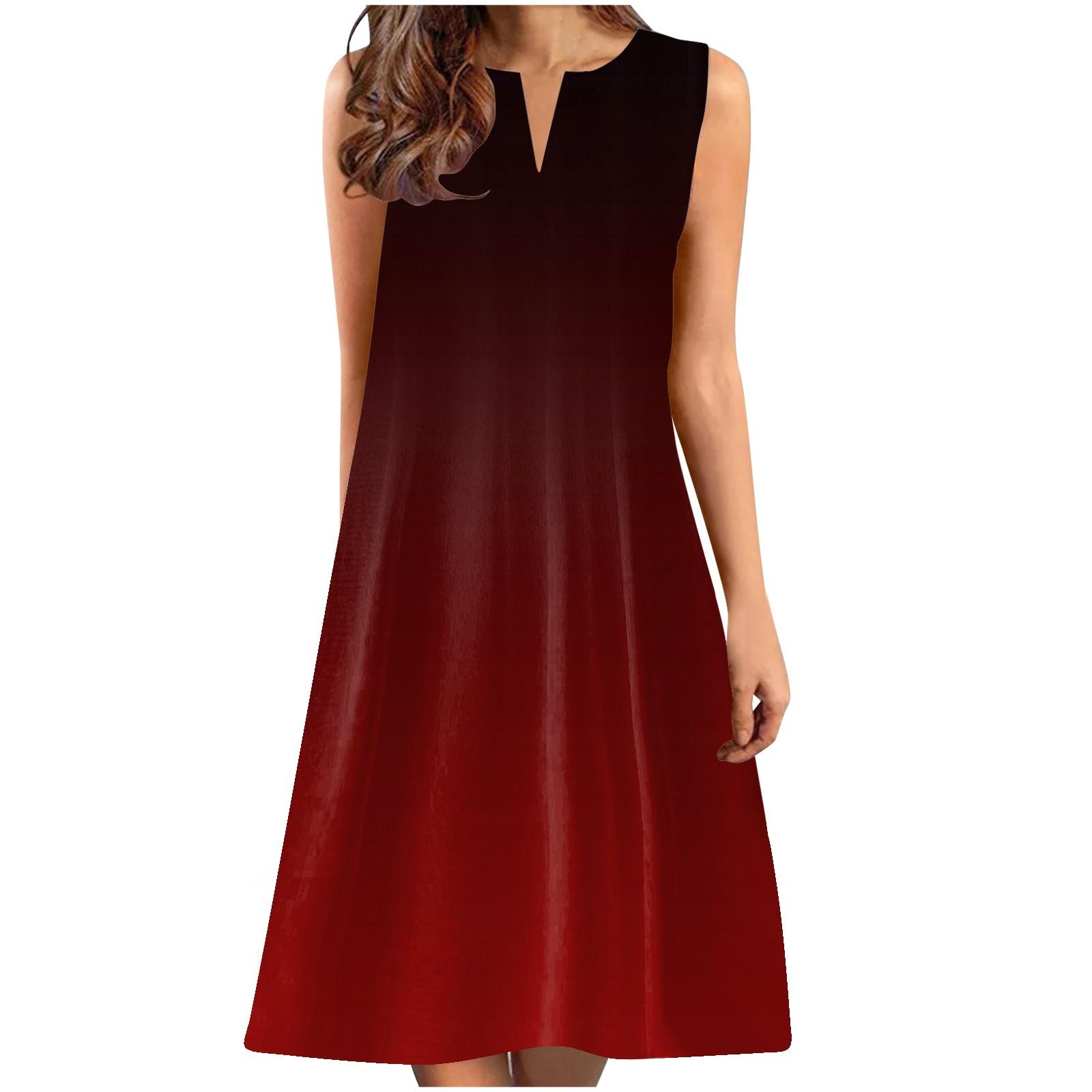 

(SU)Модные женские платья-туники с v-образным вырезом и градиентным принтом без рукавов, платье-футболка больших размеров