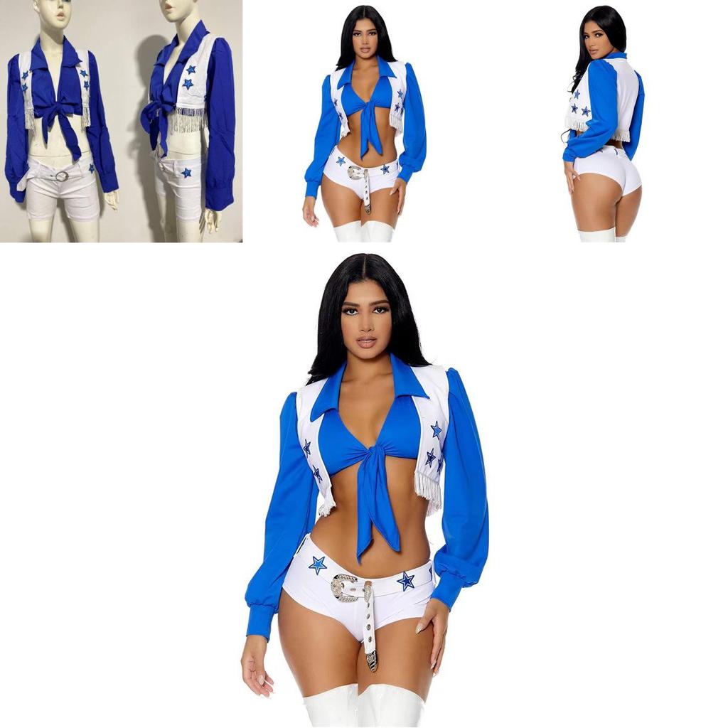 Trendy Adult Halloween Stage Costume Women's Cheerleader Outfit With Star Design