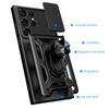 Sergeant Level Camera Sliding Window Phone Case For Samsung S25 S24 S23 S22 Ultra Plus Ring Bracket Shockproof Protective Cover