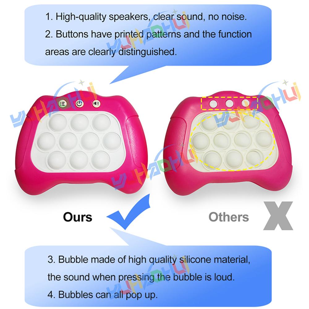 Quick Push Game Pop Up Fidget Bubbles Electronic Pop Light Game Anti-stress Toys for Adult Kid Sensory Toys Xmas Halloween Gifts