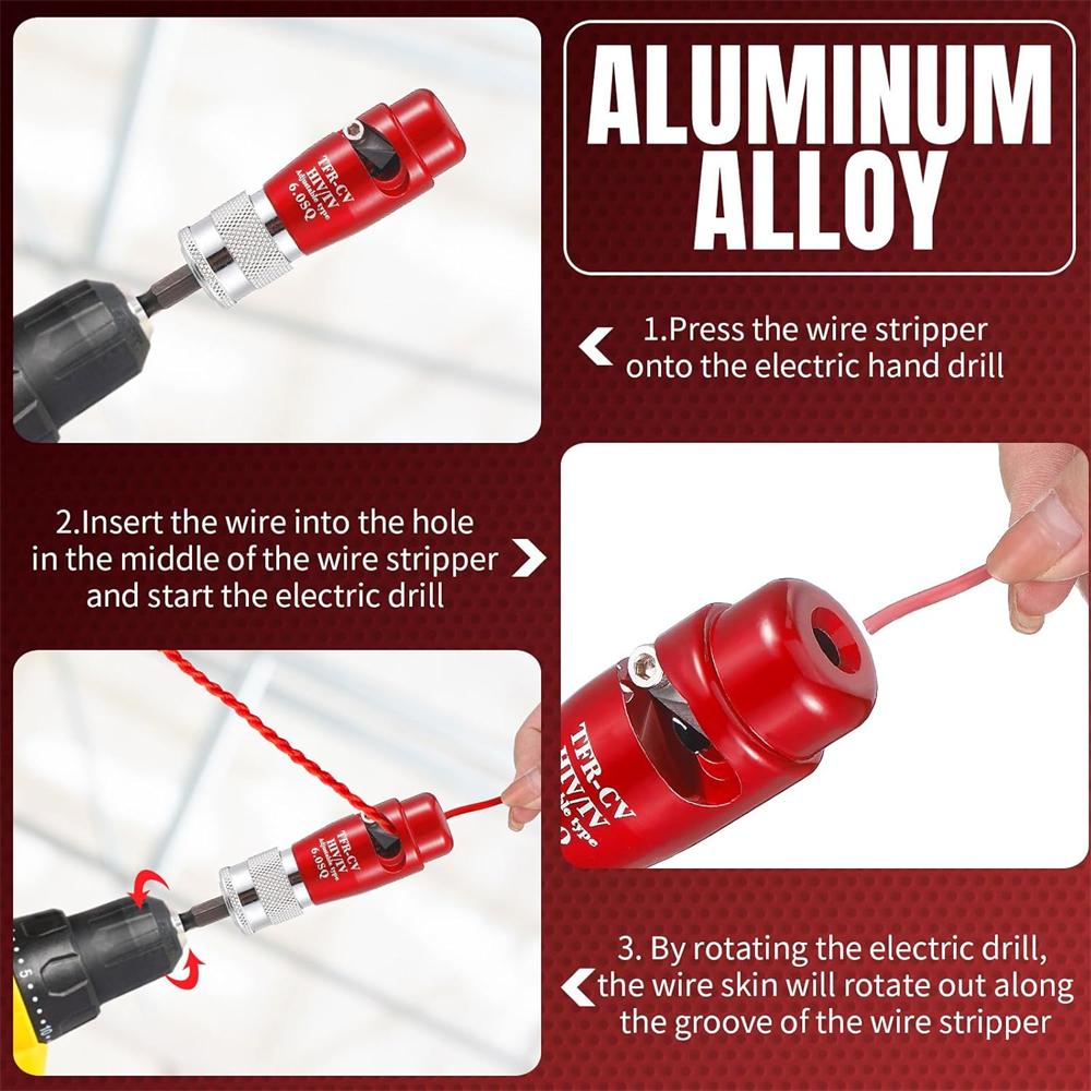 AWG Wire Stripper for Electric Drill Bits Universal Wire Stripper Tool For 14AWG To 6AWG Solid Core And 8AWG Stranded Wires