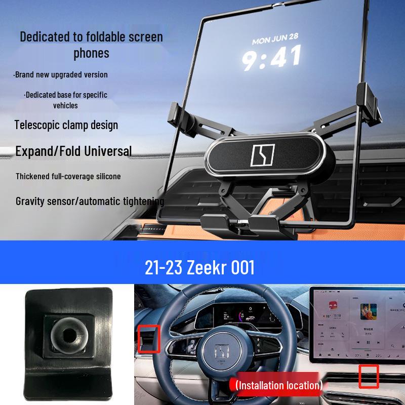 Zeekr 001 Car Mount: Foldable Screen Phone Holder for Air Vent & Dashboard