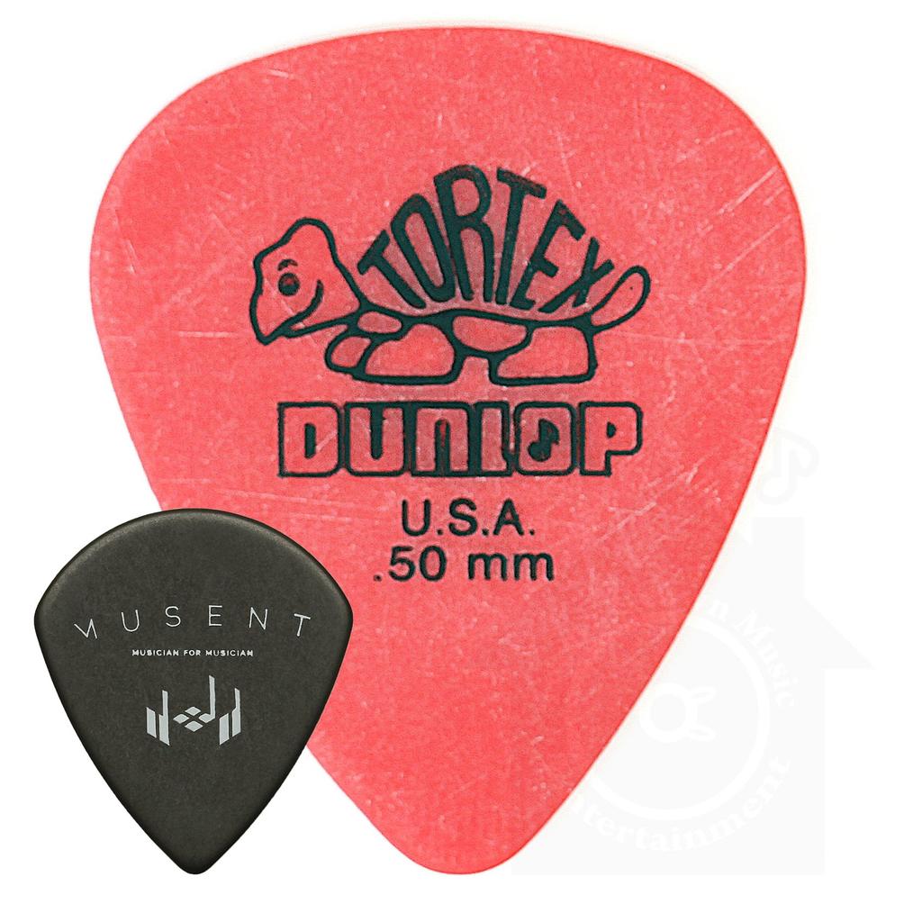 Jim Dunlop Tortex Standard Pick 12 Piece Set with Tortex Standard Pick Musent Custom Players Pick & 418B.50-RED-12P