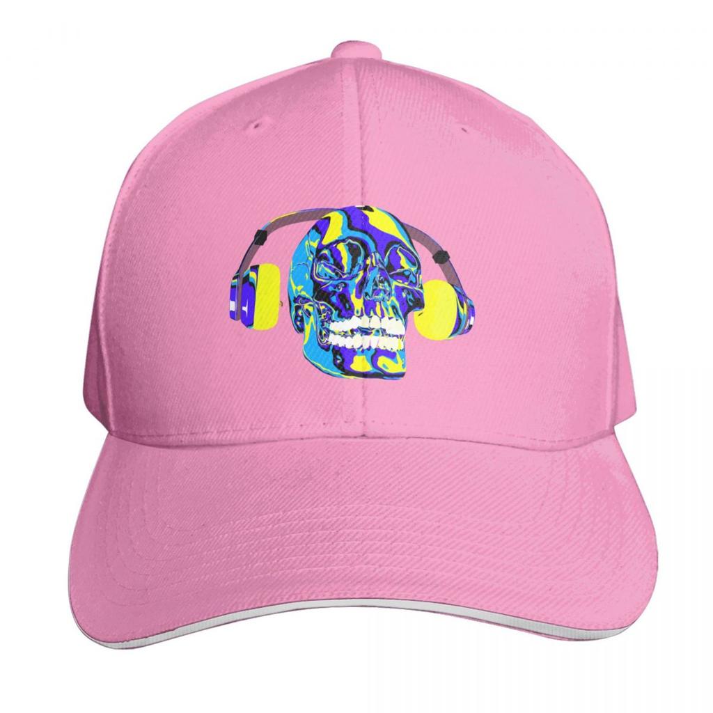 Psychedelic Skull Listening To Music On Headphone Baseball Cap Luxury Cap Ball Cap Foam Party Hat Visor For Women Unisexs