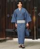 Rochelle Yukata Set Shingen Folding and Waist In Indigo Includes a Easy To Perfect for Summer and and Solid Men's 6-Piece (Yukata, Obi, Geta, Bag,