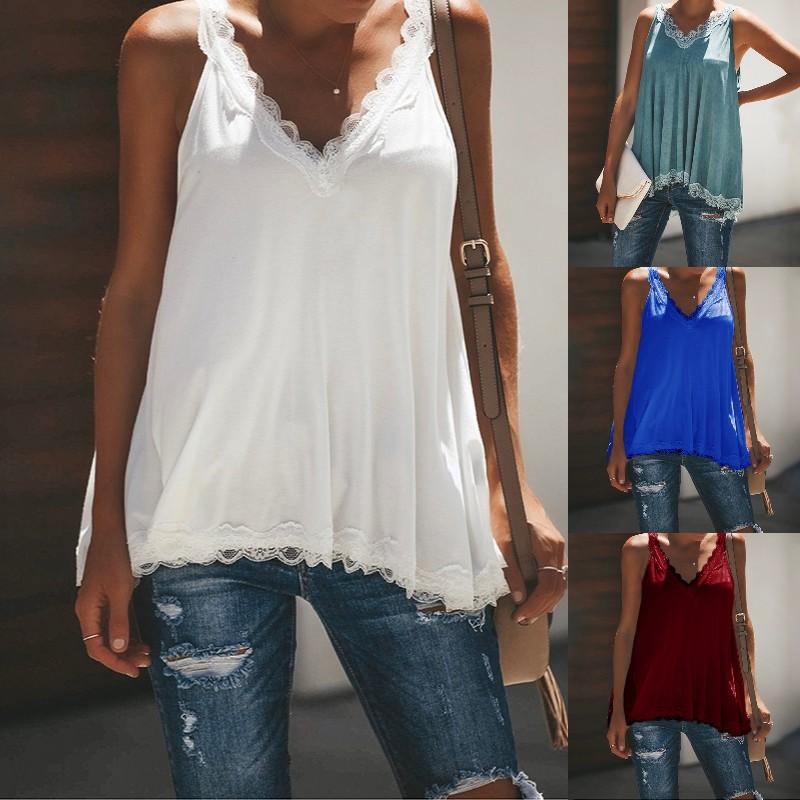Lace Tank Tops Sleeveless Casual Blouse Loose Women Vest V-Neck T-Shirt Camisole Lace Tank Tops Sleeveless Casual Blouse Loose Women Vest V-Neck T-Shirt Camisole