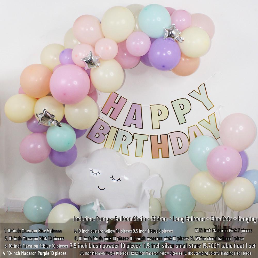Macaron Color Balloon Set for Kids' Birthday Decorations
