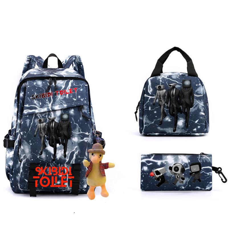 New Skibidi Toilet Man Spoof School Bag Elementary School Backpack Satchel Pencil Case