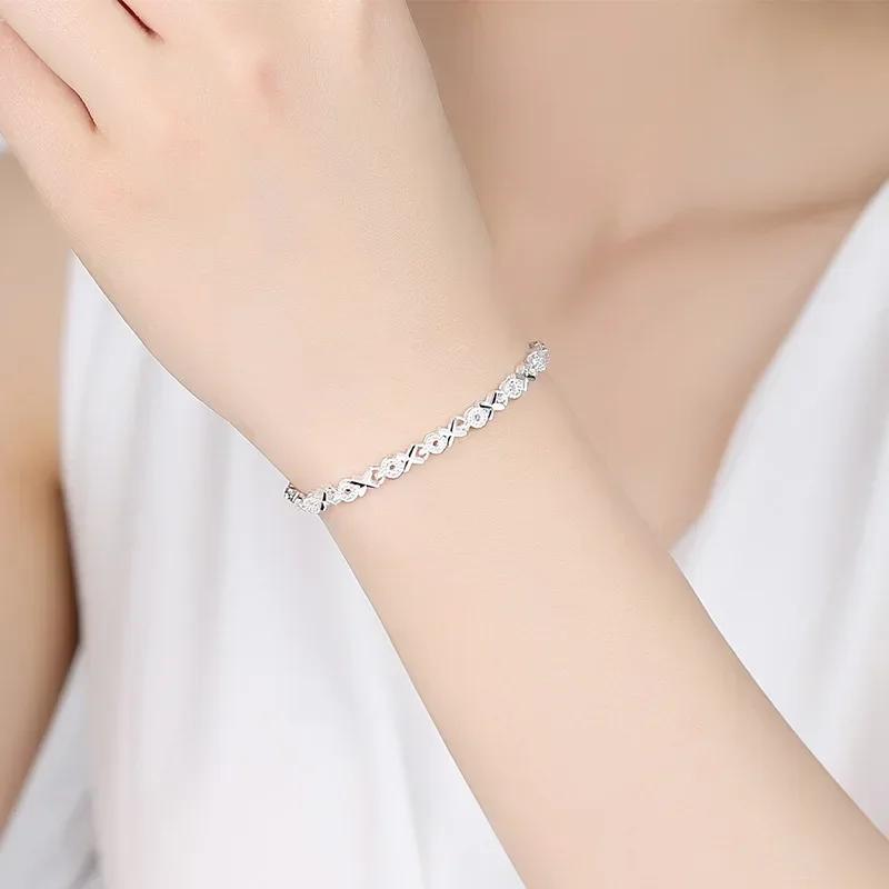 925  Silver Bracelets For Women Korean Designer Luxury XO Shape Adjustable Chain Bracelet Party Wedding Jewelry Gifts