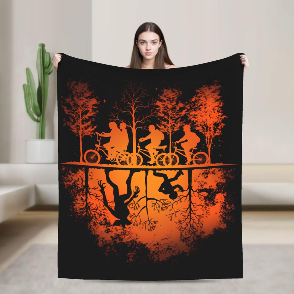 Warm Blanket Picnic Stranger Alphabet Lights Throw Blanket Flannel Bedspread For Home Decor Comfortable Sofa Bed Cover