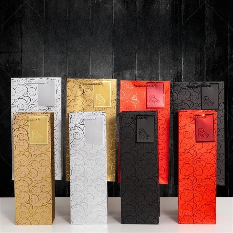 6 Pack Paper Wine Gift Bags Elegant Wine Presentation Bag Perfect for Anniversaries Weddings and Birthday Celebration