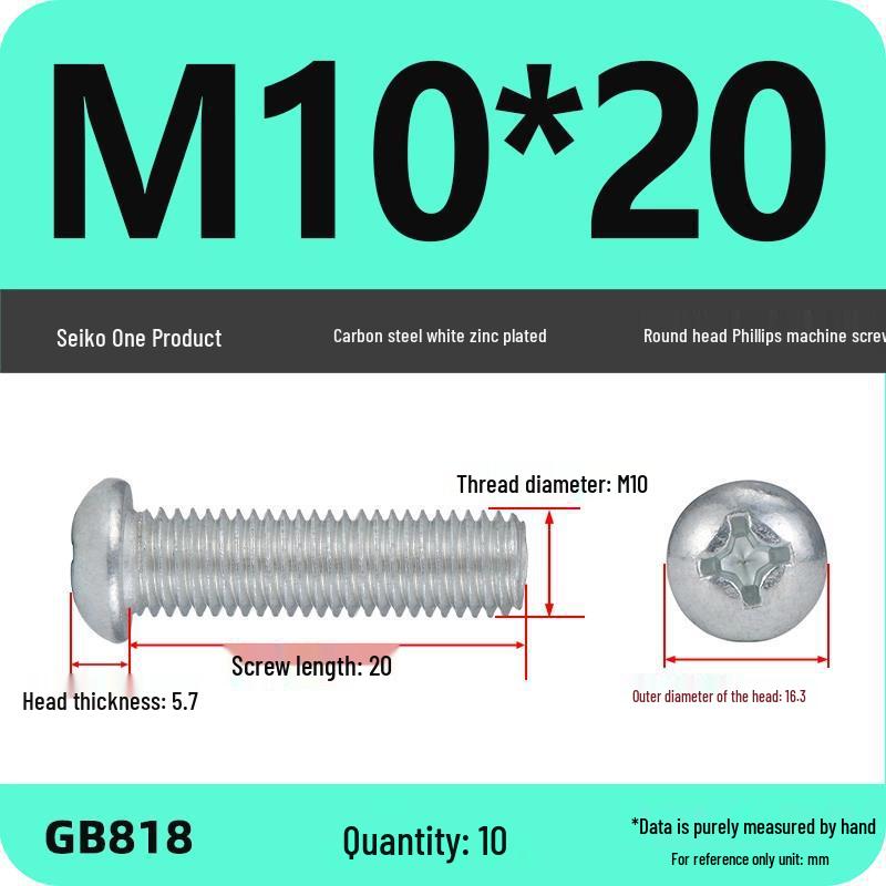 4.8 Grade Galvanized Phillips Round Head Screw (M2-M8)