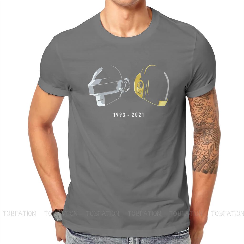 ZX Daft Punk Electronic Music Band Tribute Helmet Art Essential T Shirt Homme High Quality Tshirt Loose Crewneck  Men Clothing
