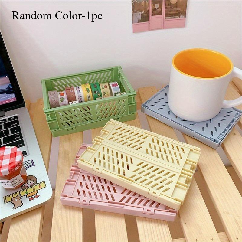 Plastic Storage Box Student Stationery Desktop Foldable Storage Rack Miscellaneous Cosmetics Storage Basket Office Organizer Box