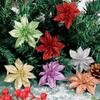 50/5PCS Christmas Artificial Flowers Xmas Tree Wreath Ornaments Glitter Fake Flower Wedding New Year Party Decoration Gifts