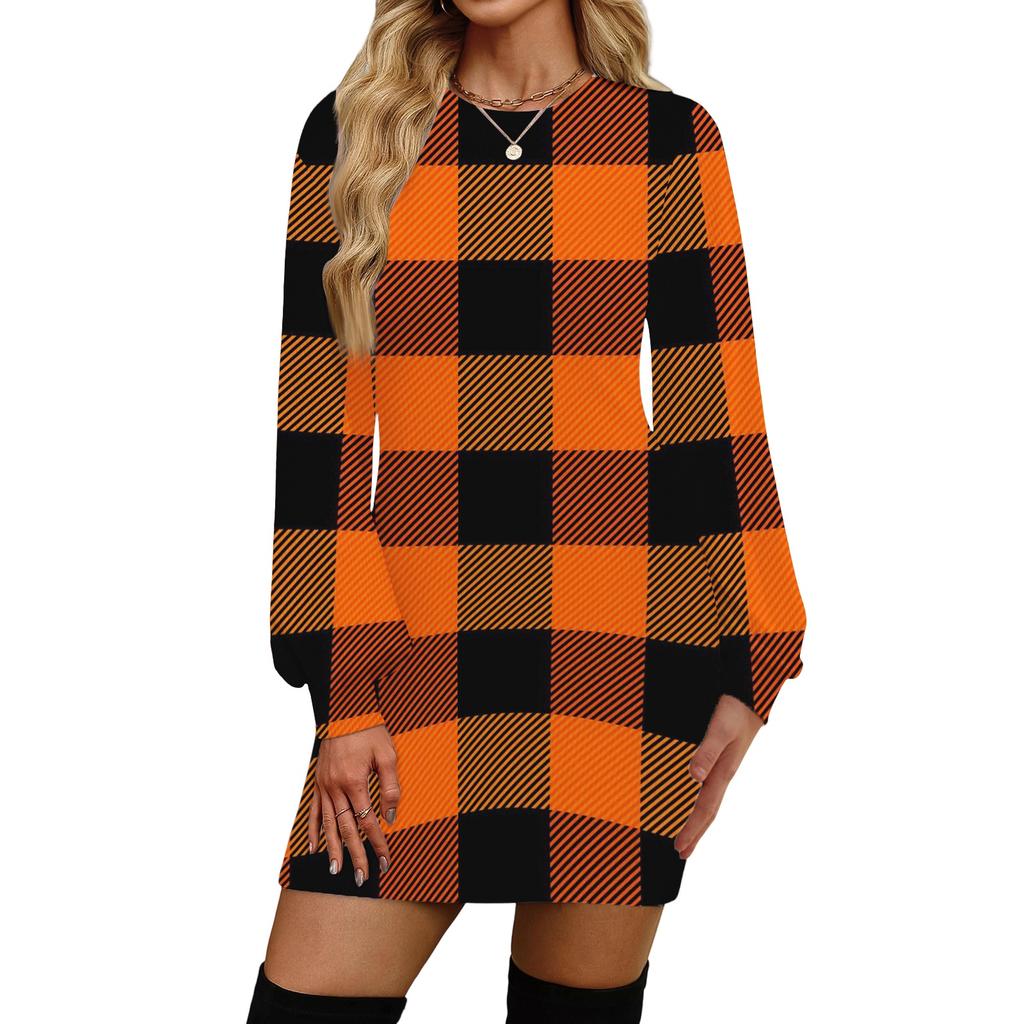 Women's Fashion Casual Round Neck Long-Sleeve Dress