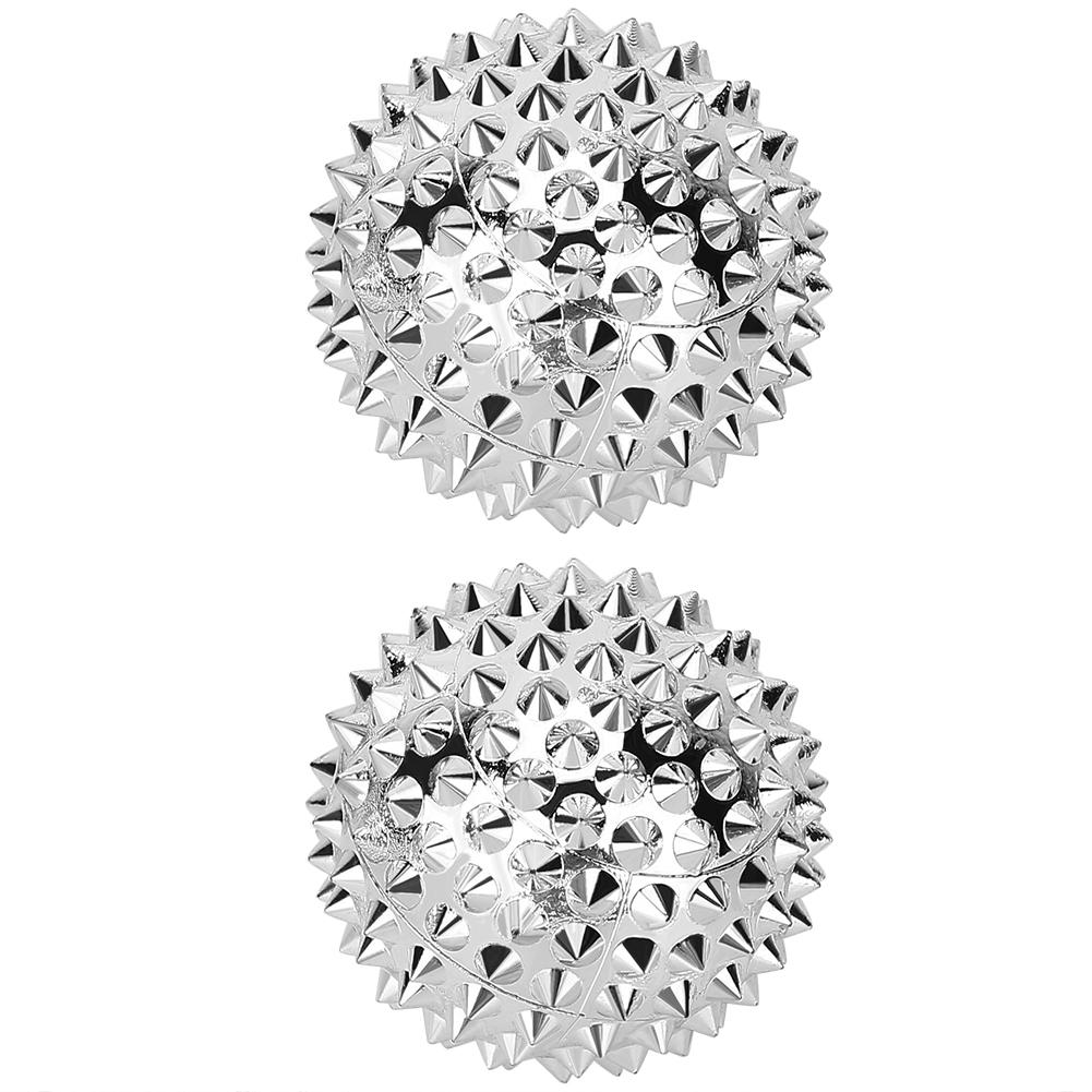 1 Pair Magnetic Massage Ball Hand Massage Acupressure Therapy Ball Silver