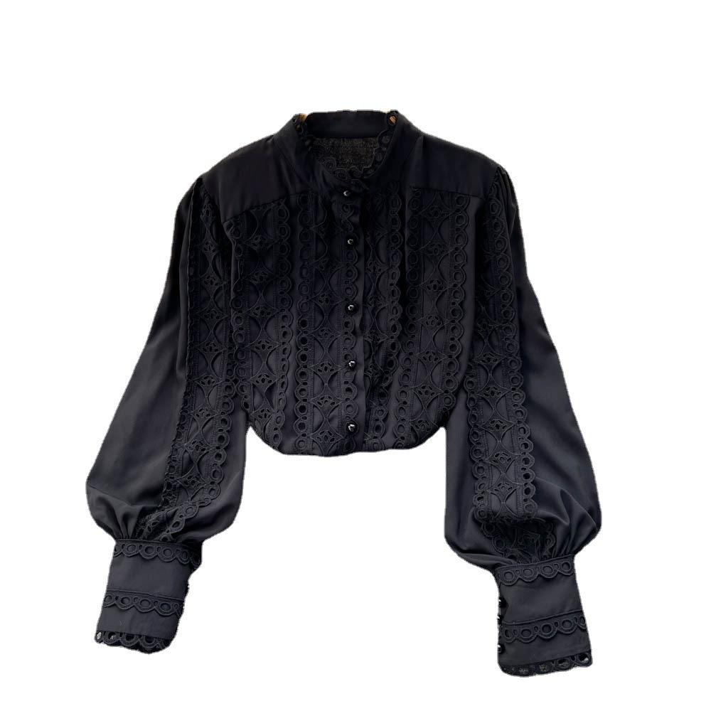 Design Crochet Temperament Long Sleeve Shirt Top Autumn Women's Loose Shirt