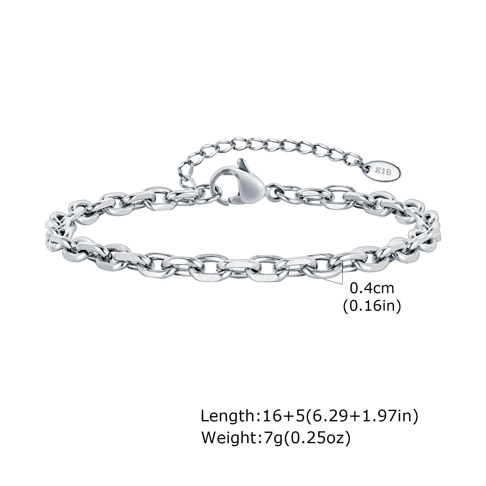 Goxygen Silver Color Rectangular Paperclip Link Chain Bracelet For Men Women Stainless Steel Layered Wristband