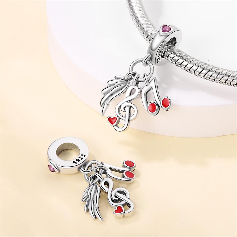 Copper Charms Original Feather Notes Beads Fit Bracelet Jewelry Diy Lady'S Gift Accessory