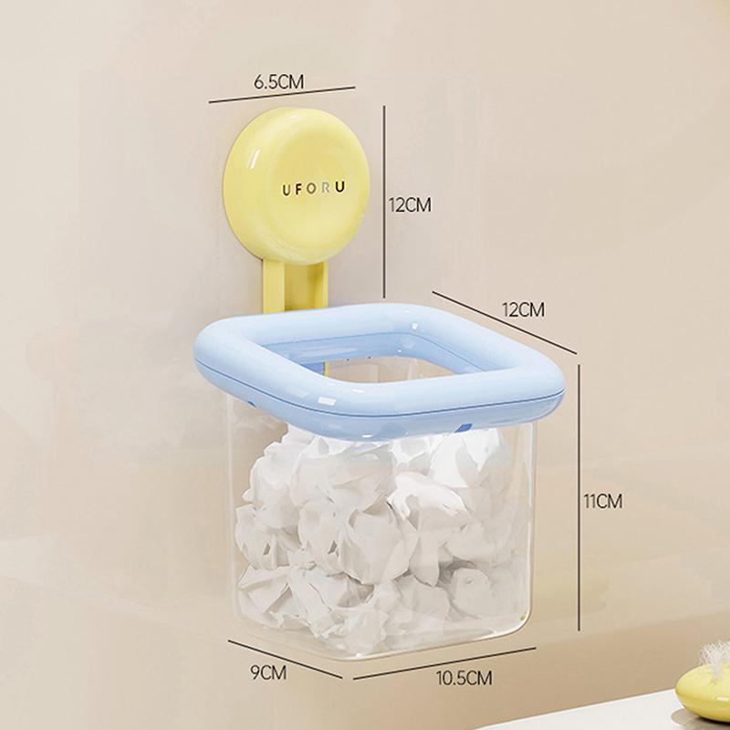 Dopamine Color Suction Cup Storage Box Wall Hanging Transparent Waste Face Towel Organizer Abs Cosmetic Holder Case